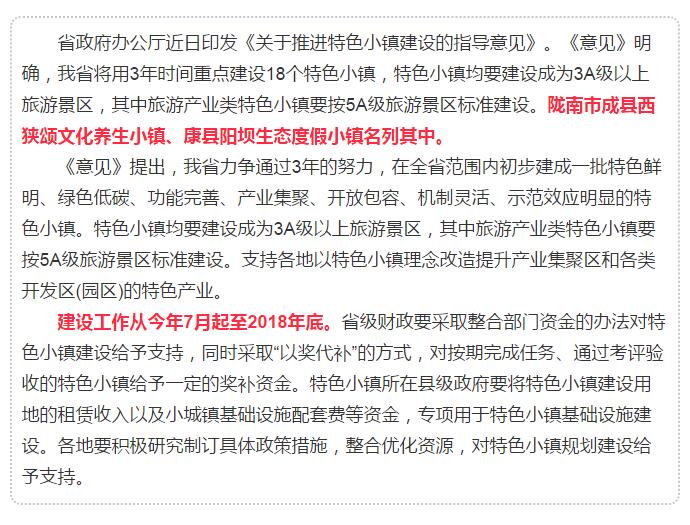甘肅計(jì)劃3年建18個(gè)特色小鎮(zhèn)，看看隴南有幾個(gè)~