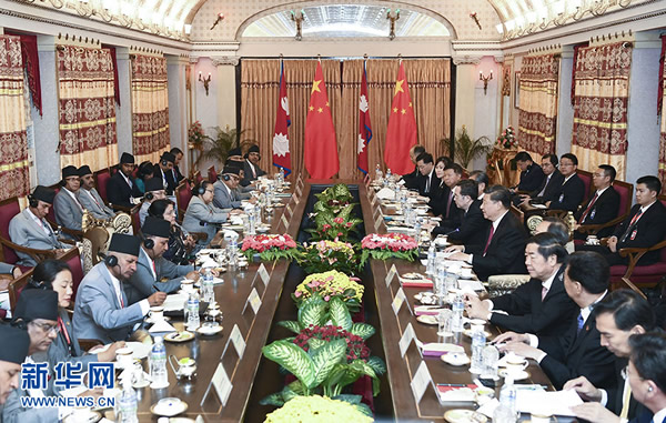 習(xí)近平會見尼泊爾總統(tǒng)班達里 兩國元首共同宣布建立中尼 面向發(fā)展與繁榮的世代友好的戰(zhàn)略合作伙伴關(guān)系